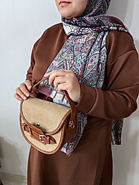 HASIR DETAYLI EL VE OMUZ ASKILI KADIN ÇANTA